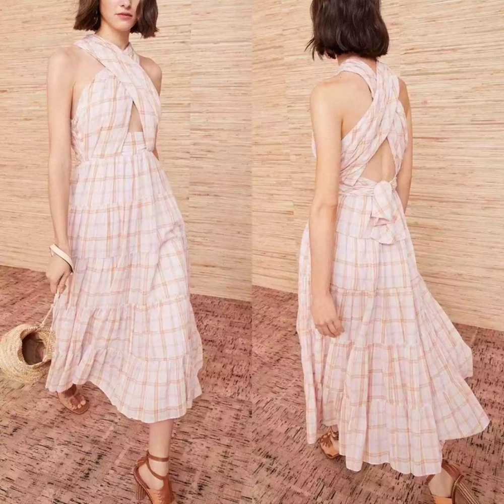 Ulla Johnson Orange Pattern Crossover Halter Maxi Dress similar to Noelle - Picture 16 of 16